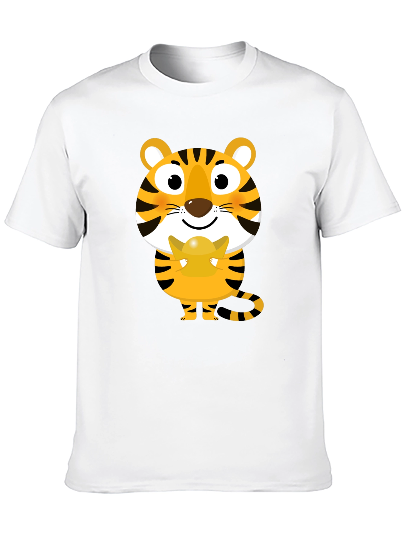 Cute Tiger Holding Gold Ingot Graphic Tee