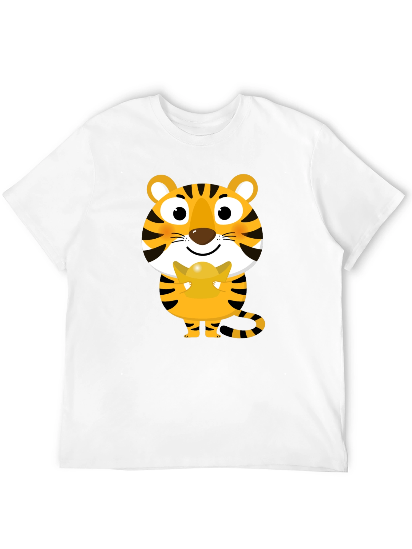 Cute Tiger Holding Gold Ingot Graphic Tee