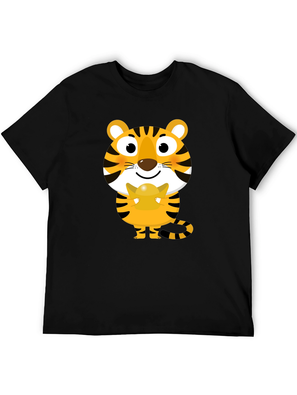 Cute Tiger Holding Gold Ingot Graphic Tee