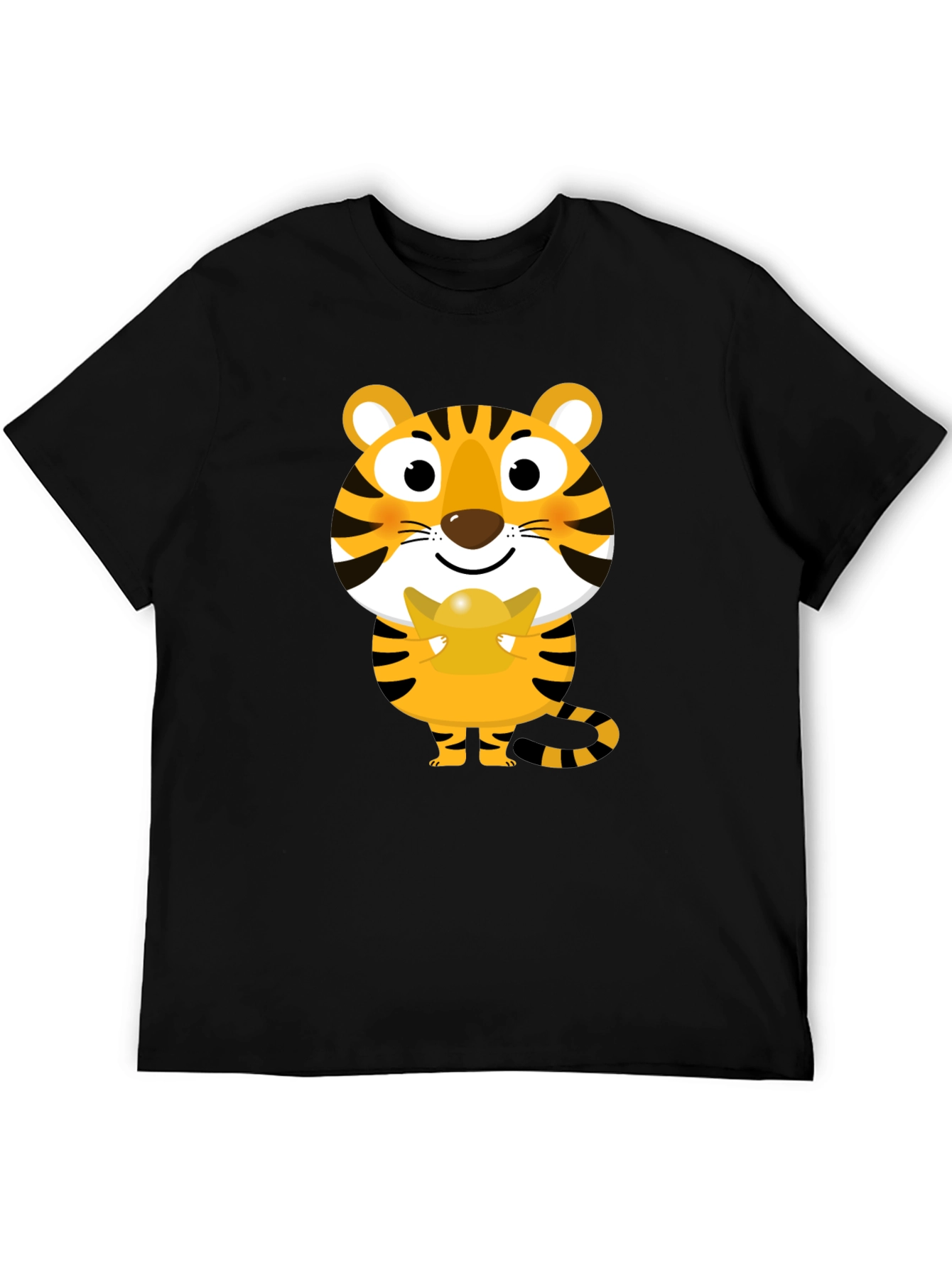 Cute Tiger Holding Gold Ingot Graphic Tee