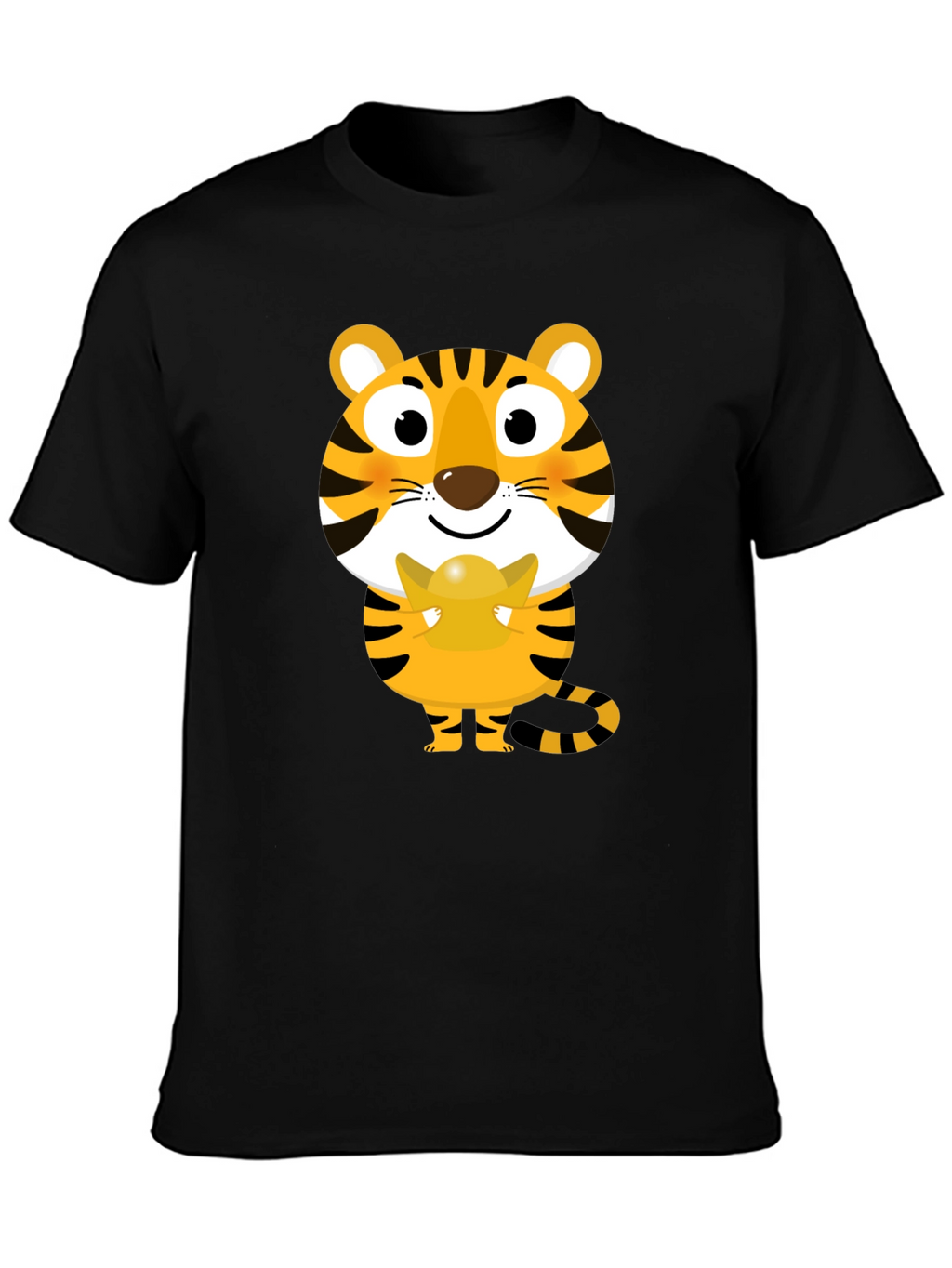 Cute Tiger Holding Gold Ingot Graphic Tee