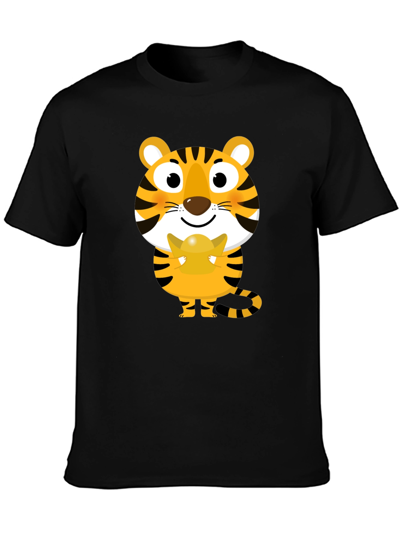 Cute Tiger Holding Gold Ingot Graphic Tee