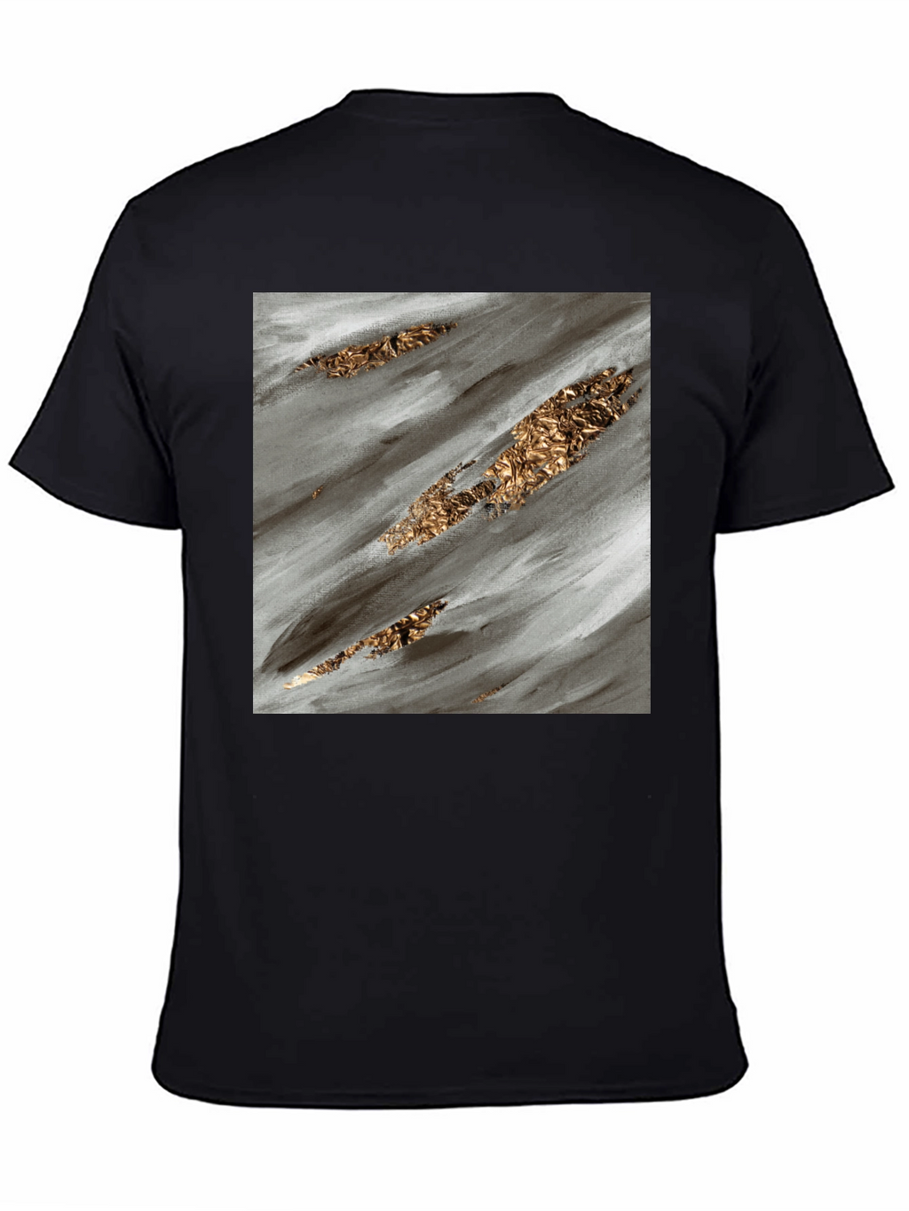Abstract Gold Streak Black T-Shirt