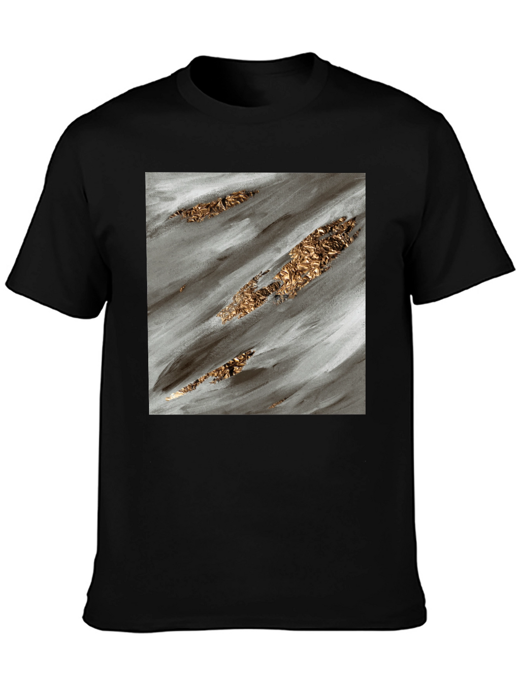 Abstract Gold Streak Black T-Shirt