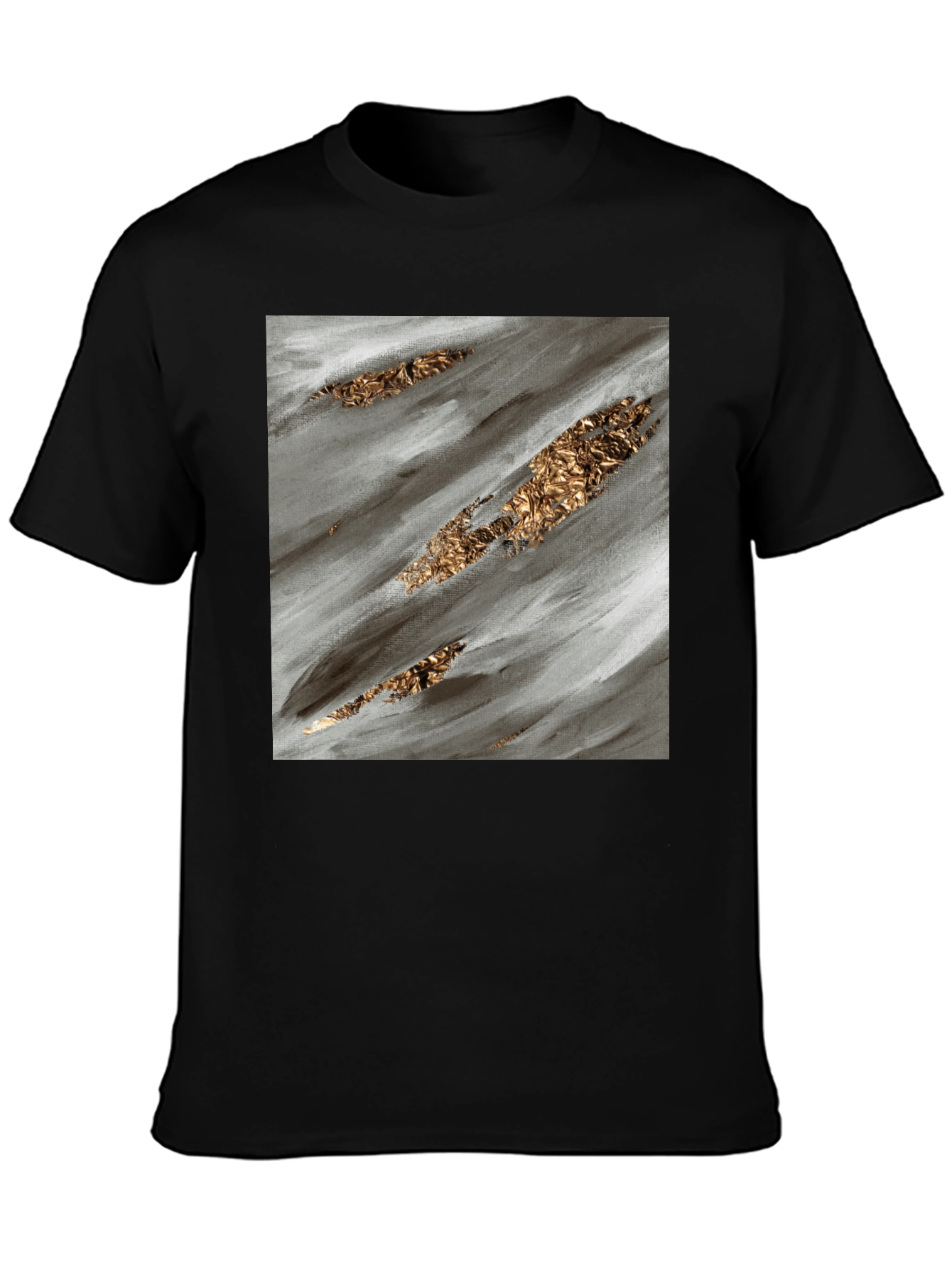 Abstract Gold Streak Black T-Shirt