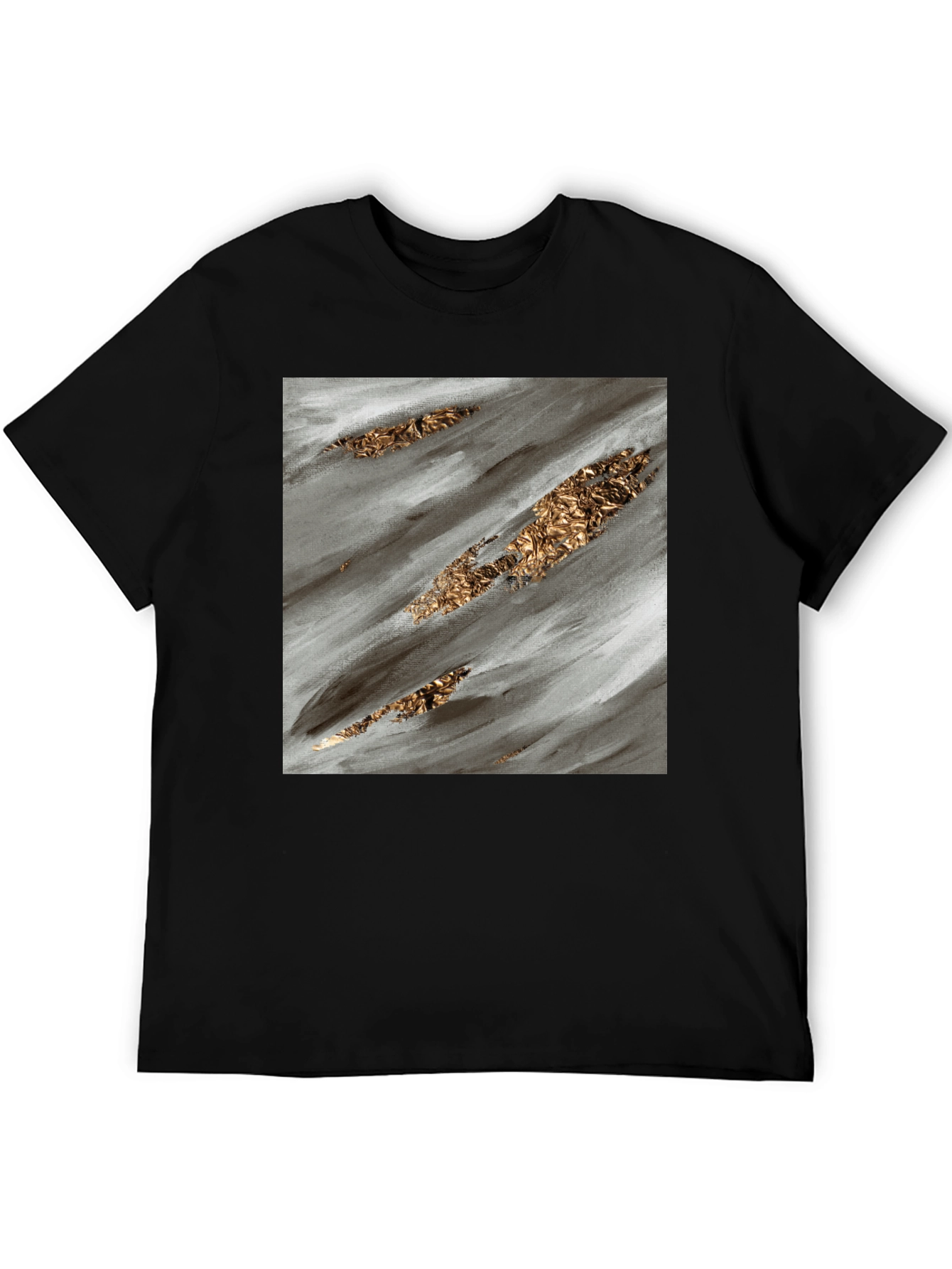 Abstract Gold Streak Black T-Shirt