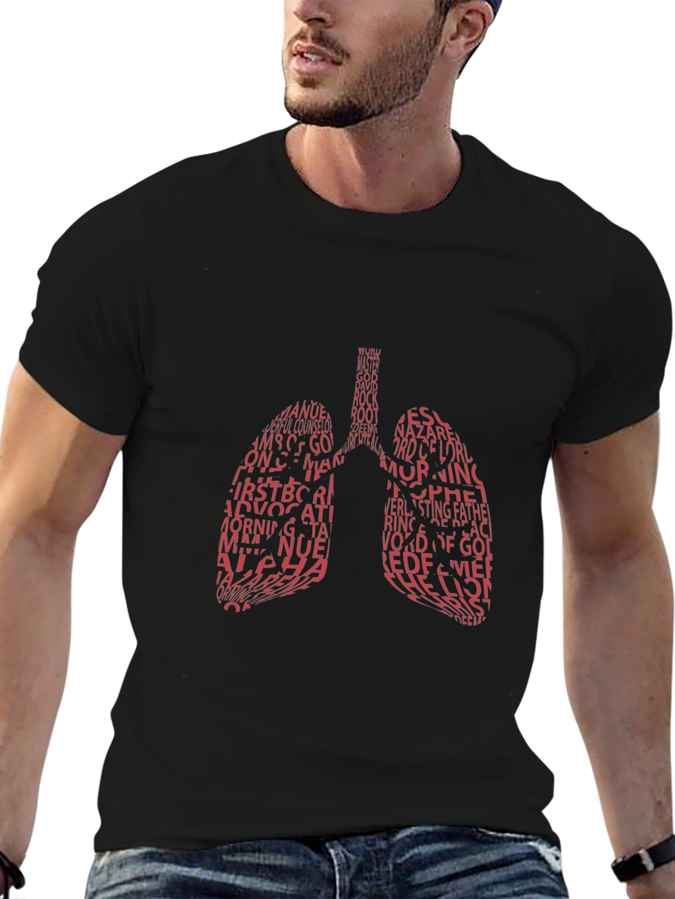 Lung Anatomy Word Art Graphic Tee