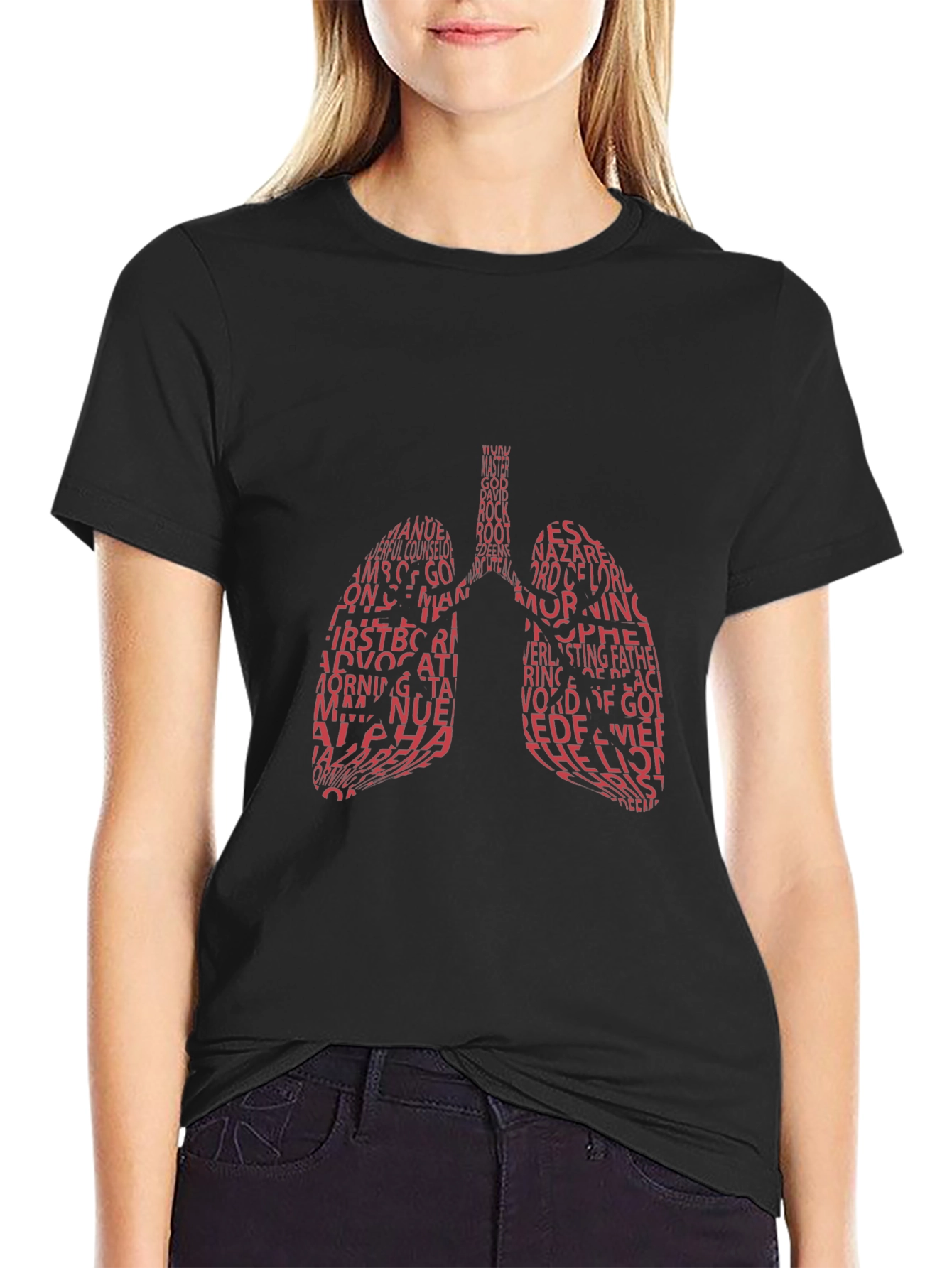 Lung Anatomy Word Art Graphic Tee