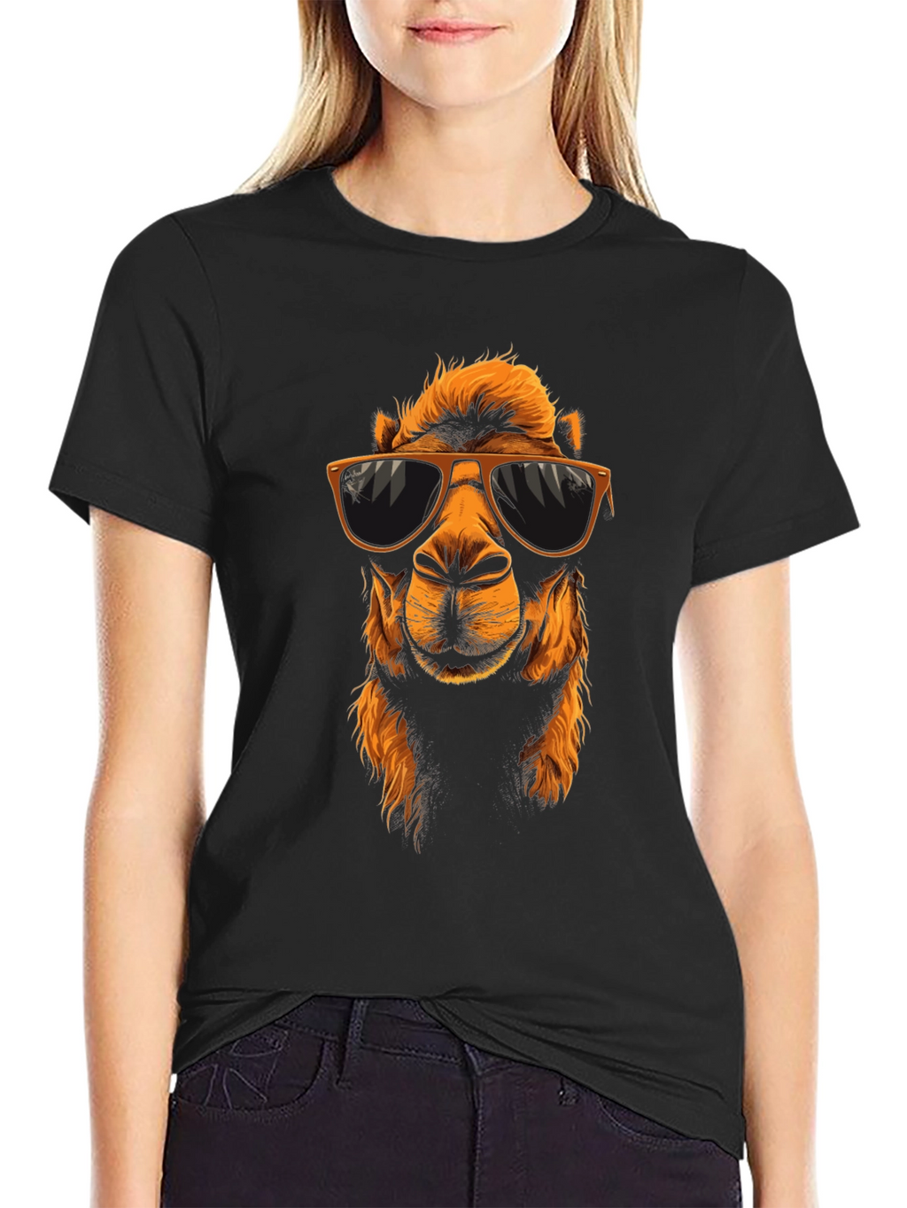 Cool Camel Graphic Tee - Black Cotton T-Shirt