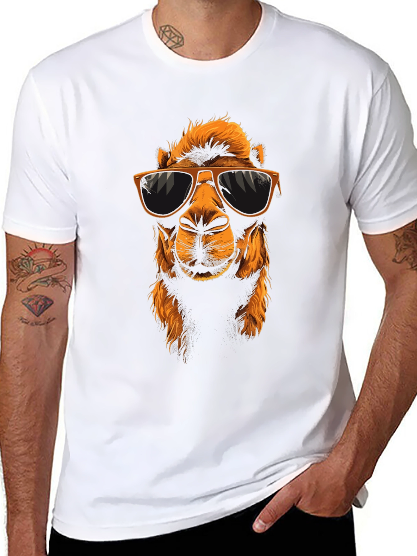 Cool Camel Graphic Tee - Black Cotton T-Shirt