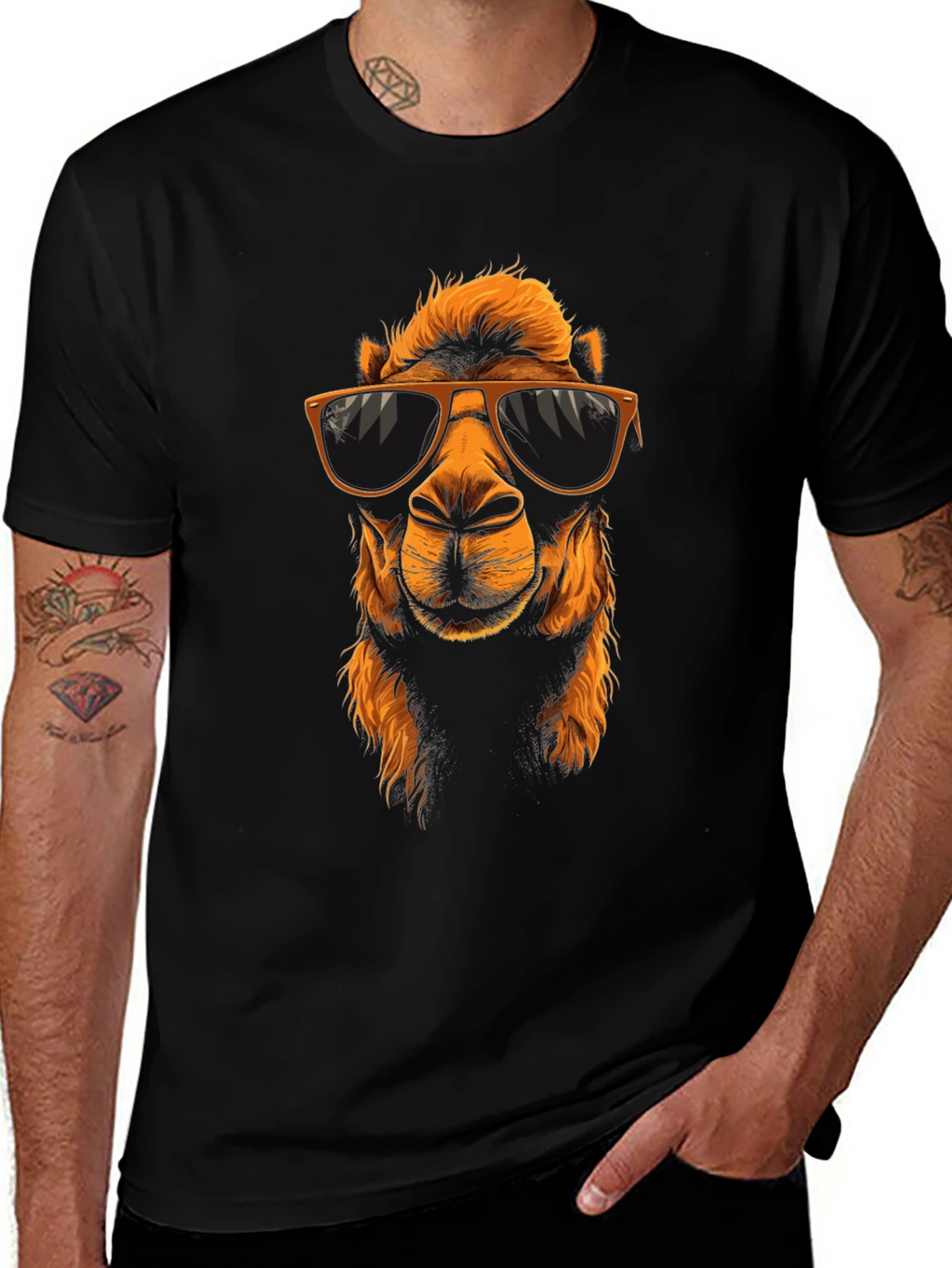 Cool Camel Graphic Tee - Black Cotton T-Shirt