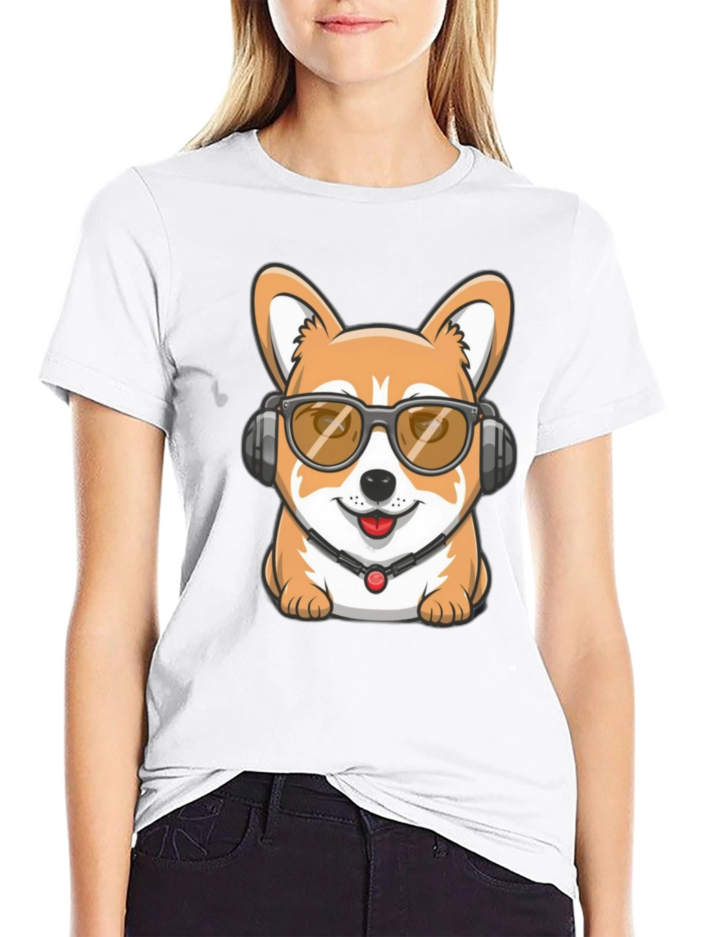 Cool Corgi DJ Black T-Shirt