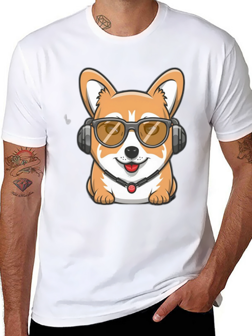 Cool Corgi DJ Black T-Shirt