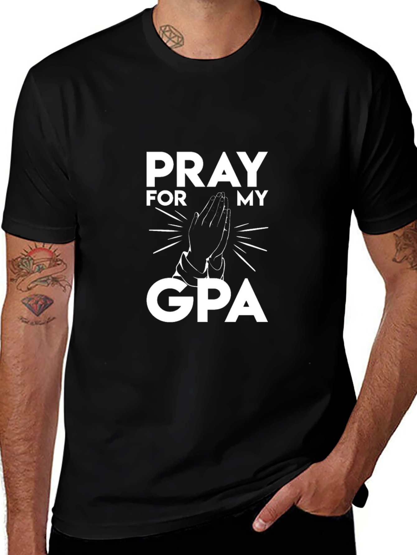 Pray For My GPA Black T-Shirt