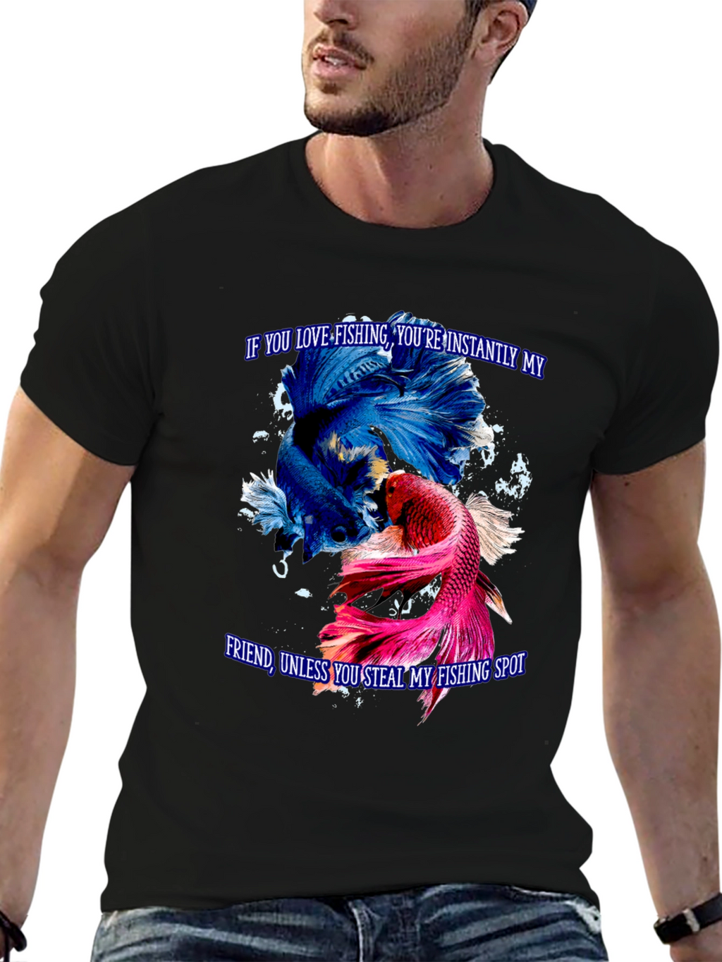 Fishing Lover T-Shirt: Instant Friend Betta Fish Graphic Tee