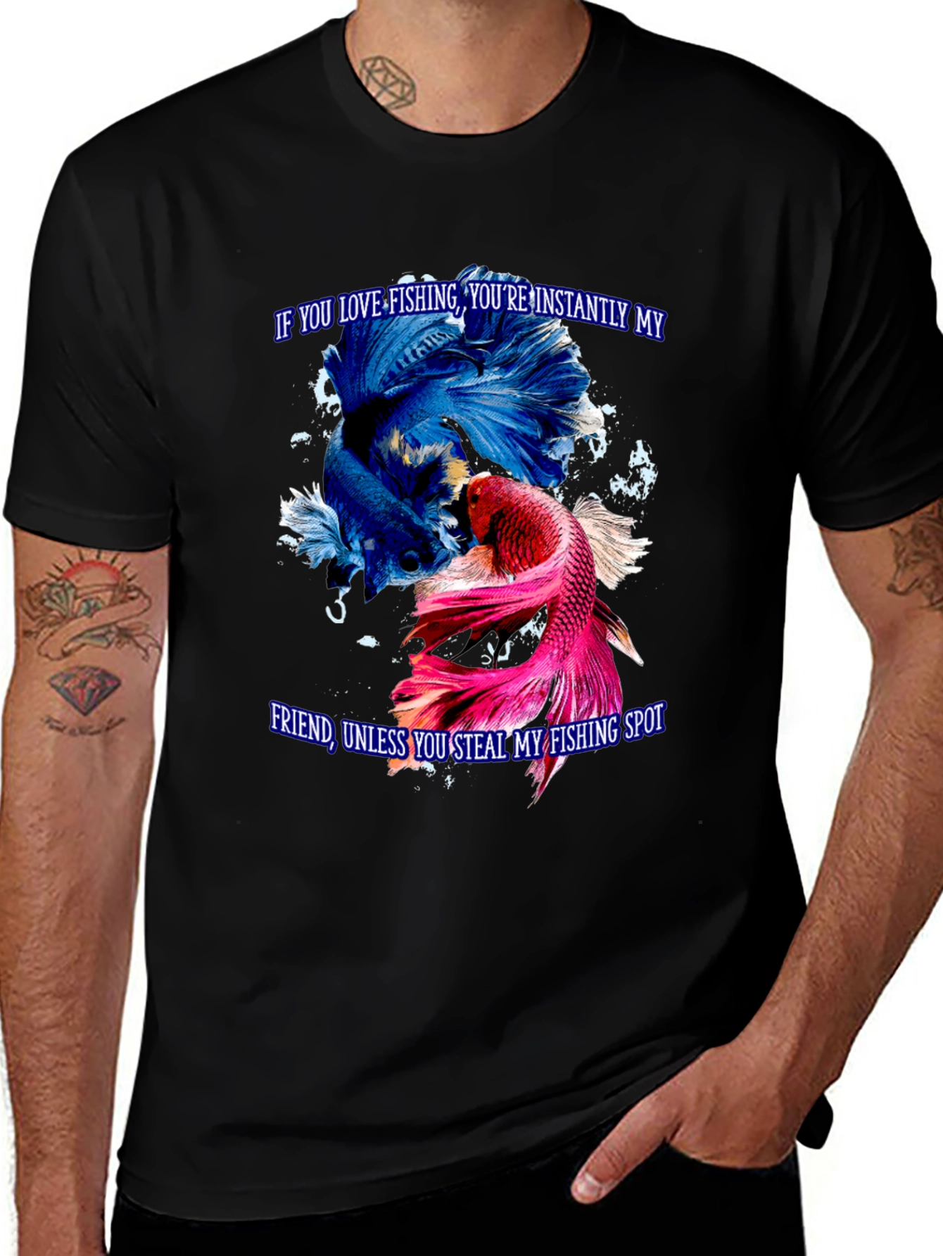 Fishing Lover T-Shirt: Instant Friend Betta Fish Graphic Tee