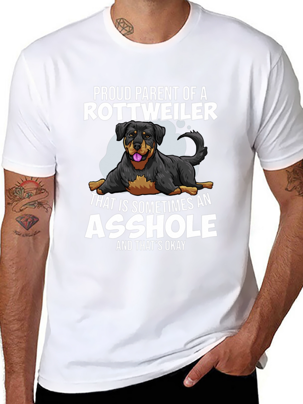 Proud Rottweiler Parent Graphic Tee - Black