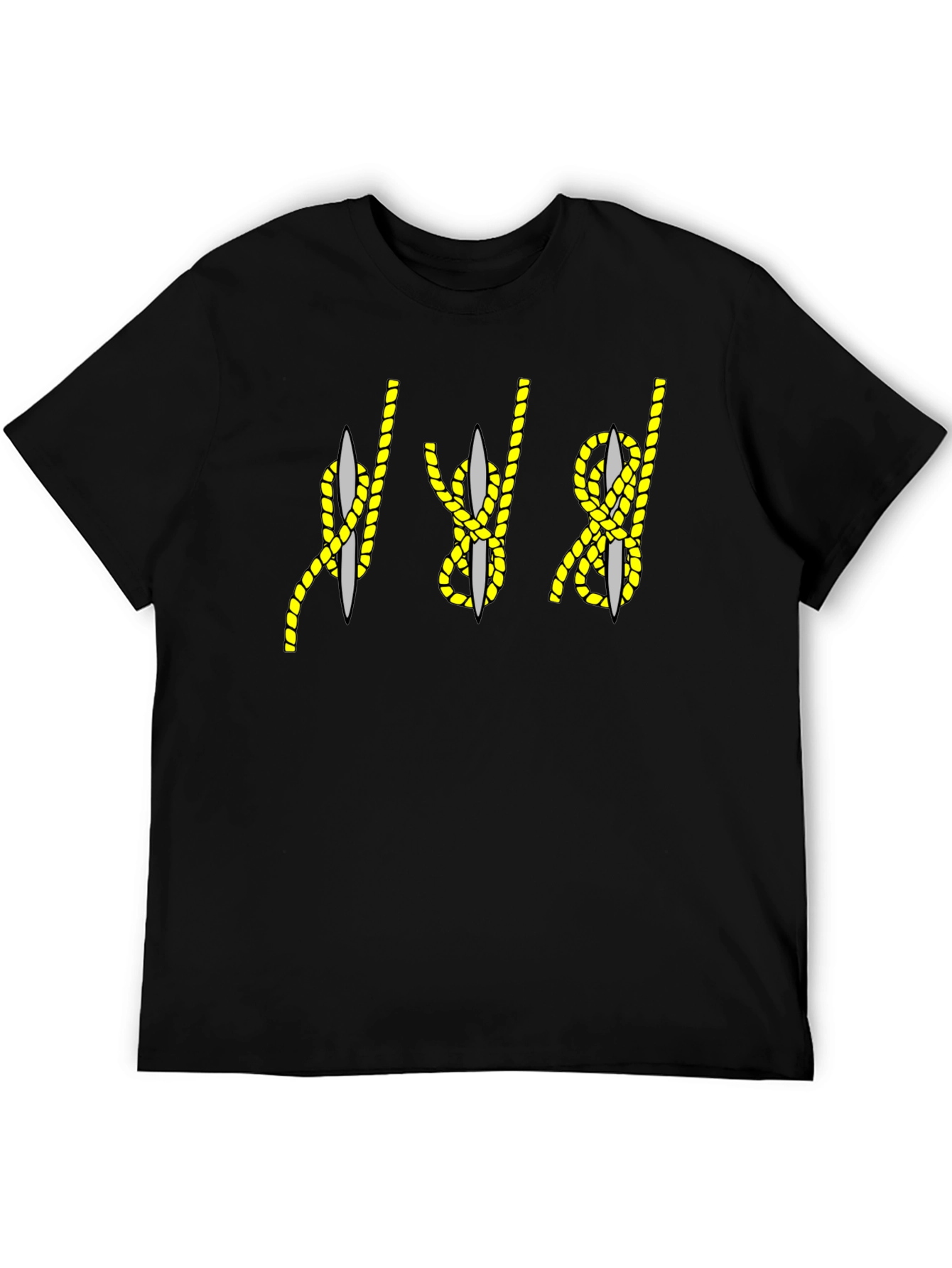 Rope Knot & Needle Graphic Tee - Black Cotton Blend