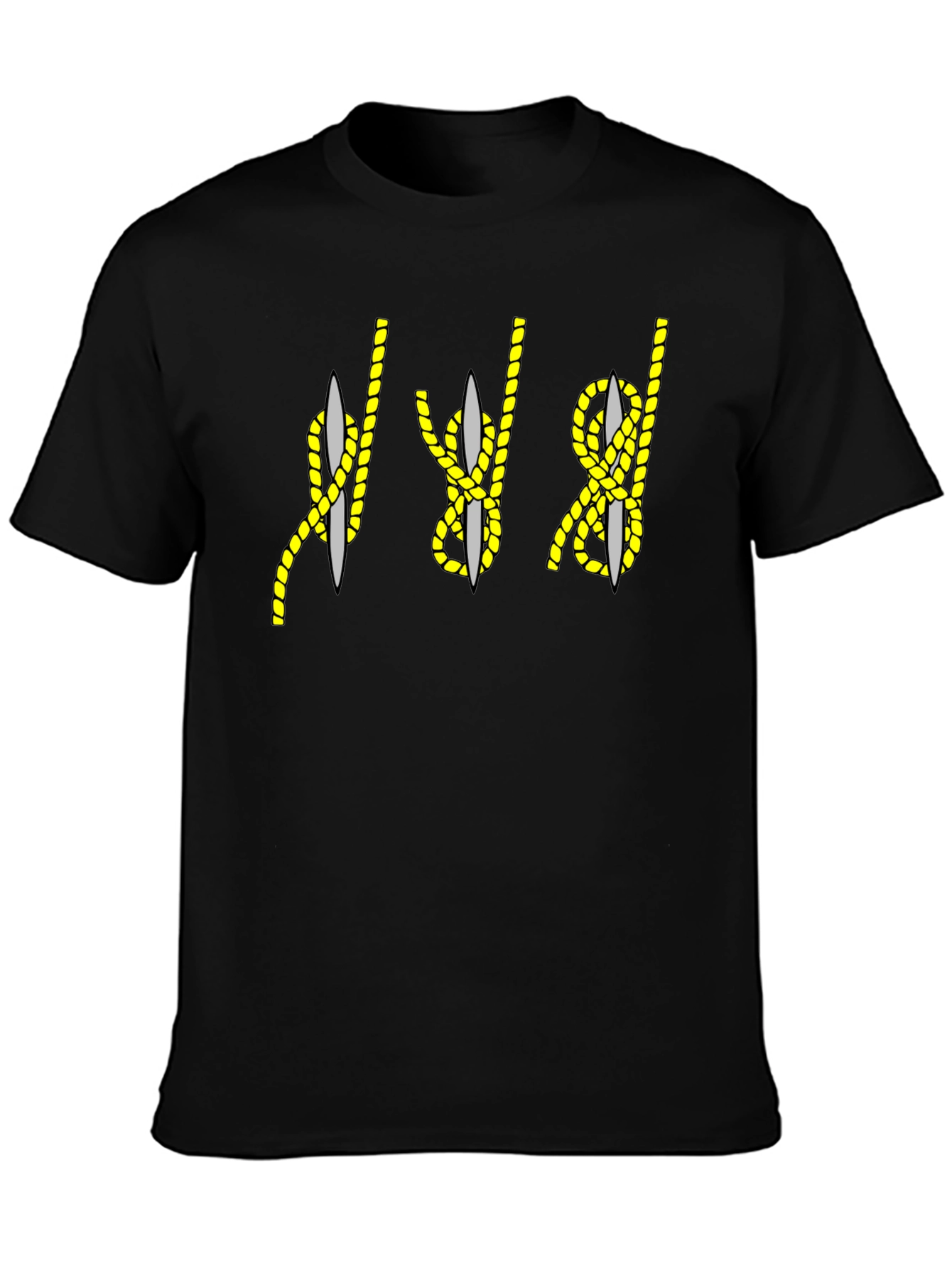 Rope Knot & Needle Graphic Tee - Black Cotton Blend