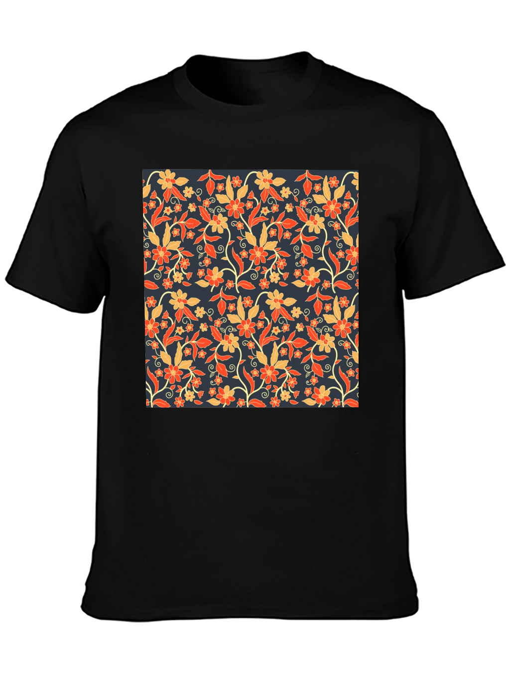 Floral Print Tee - Stylish Mens Black T-Shirt