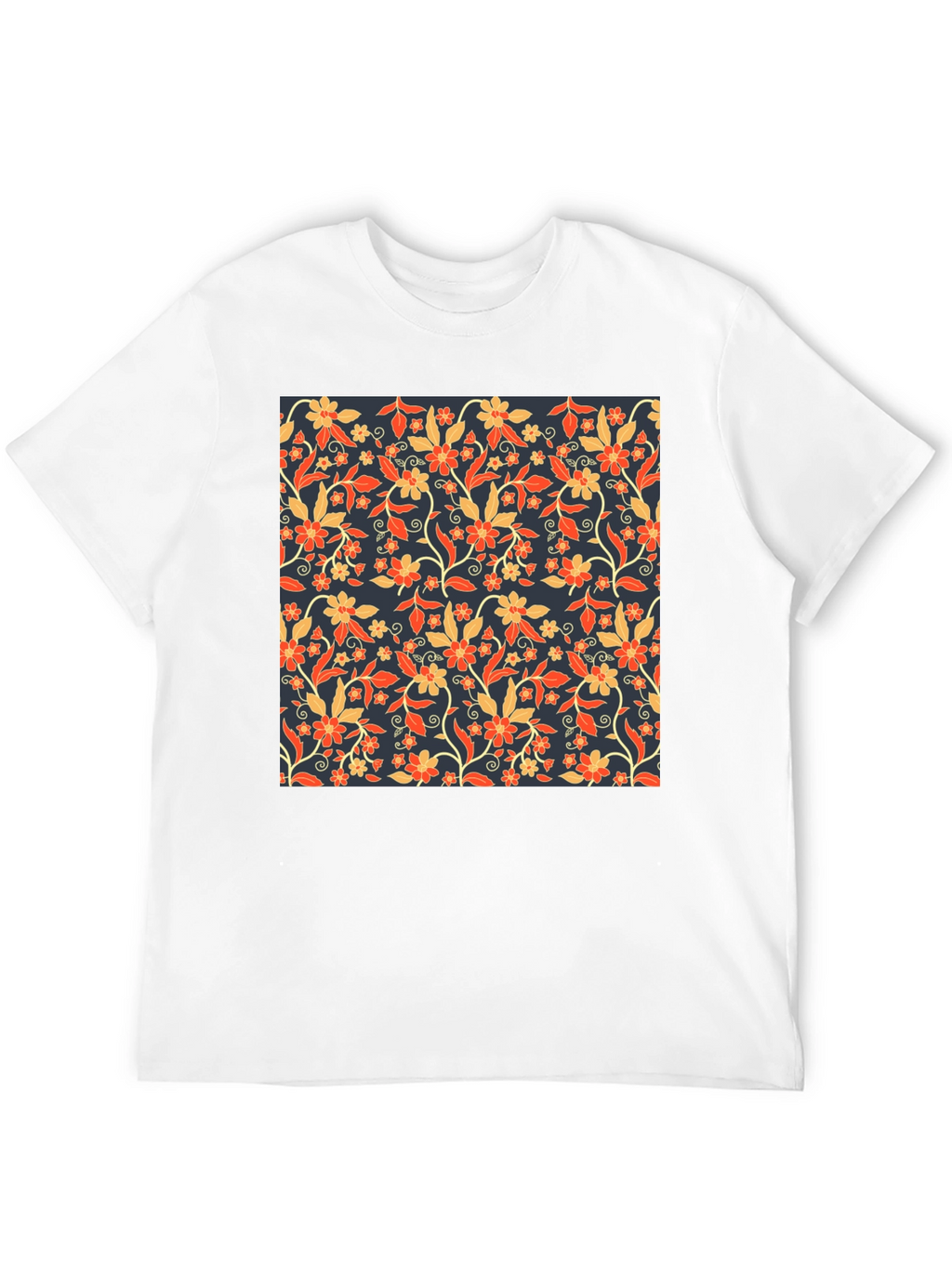 Floral Print Tee - Stylish Mens Black T-Shirt