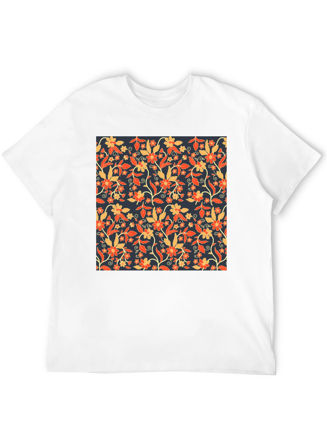 Floral Print Tee - Stylish Mens Black T-Shirt