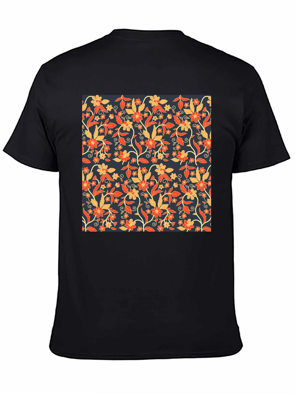 Floral Print Tee - Stylish Mens Black T-Shirt