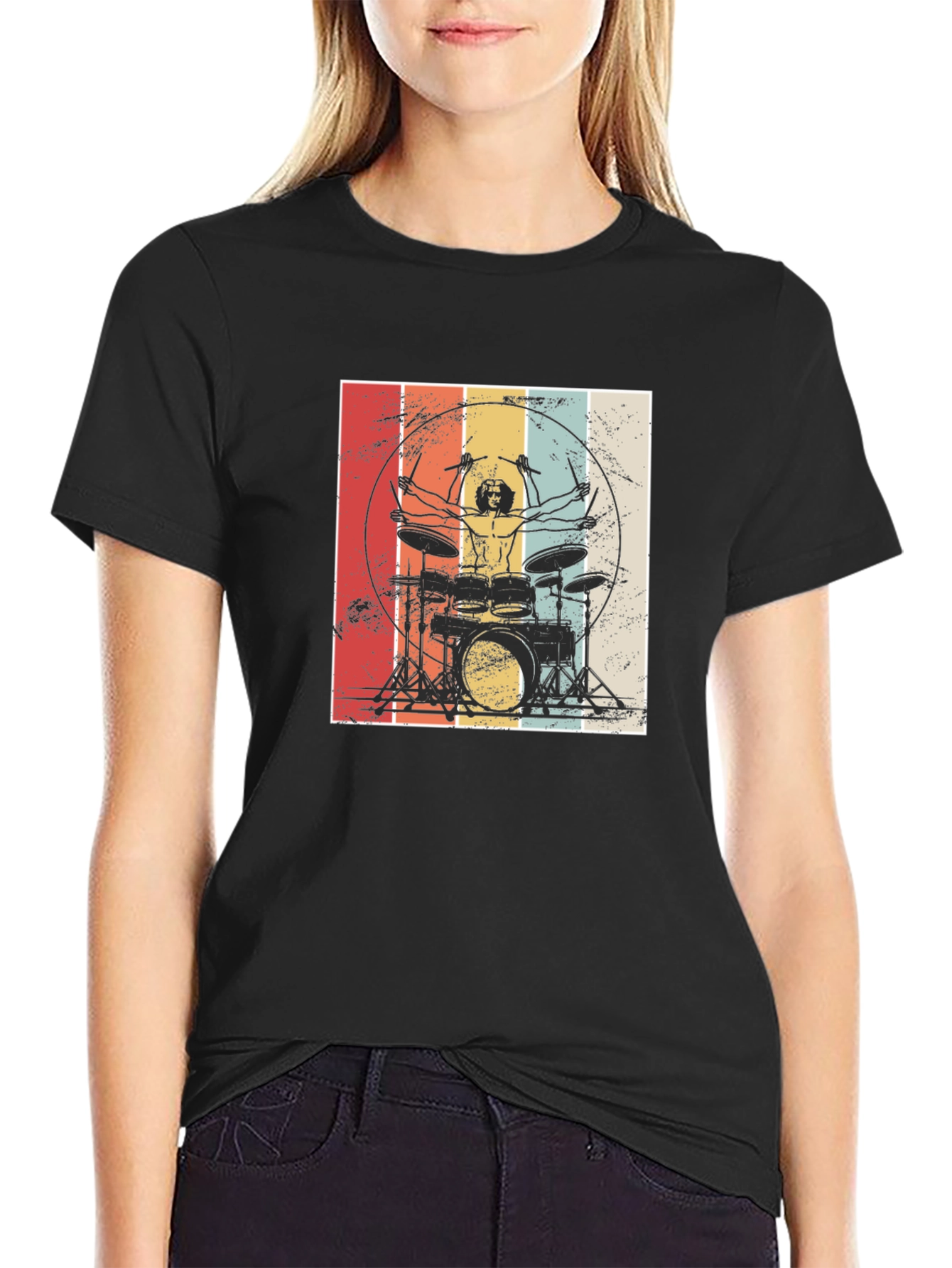 Vintage Drummer T-Shirt - Music Lover Tee