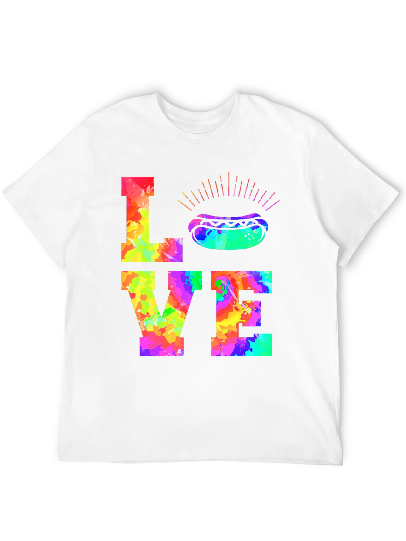 Love Hotdogs Colorful Graphic T-Shirt