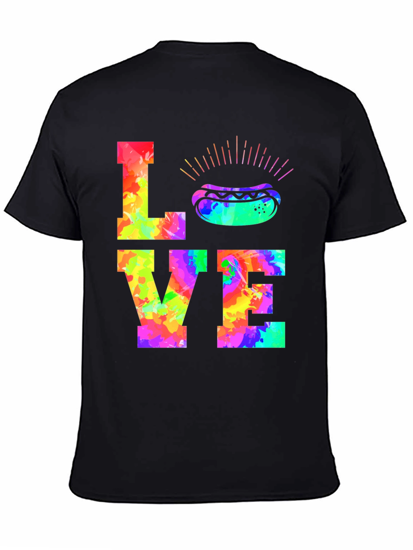 Love Hotdogs Colorful Graphic T-Shirt
