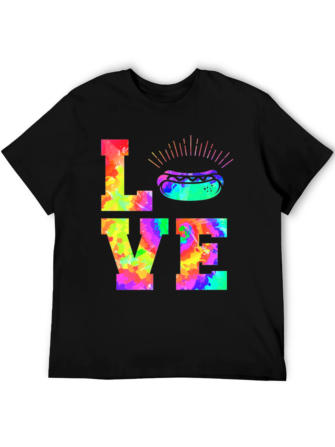 Love Hotdogs Colorful Graphic T-Shirt