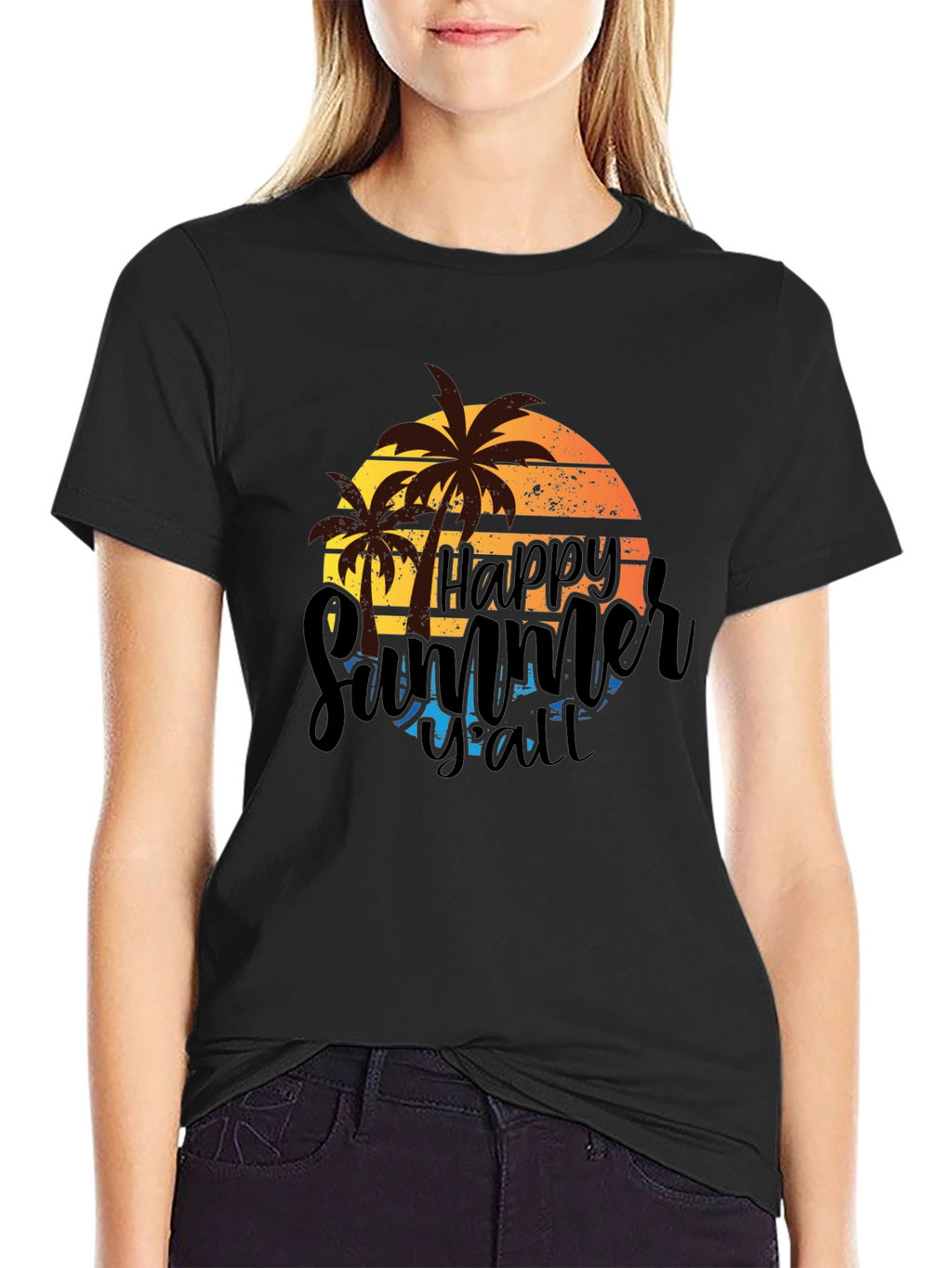 Happy Summer Yall Black T-Shirt