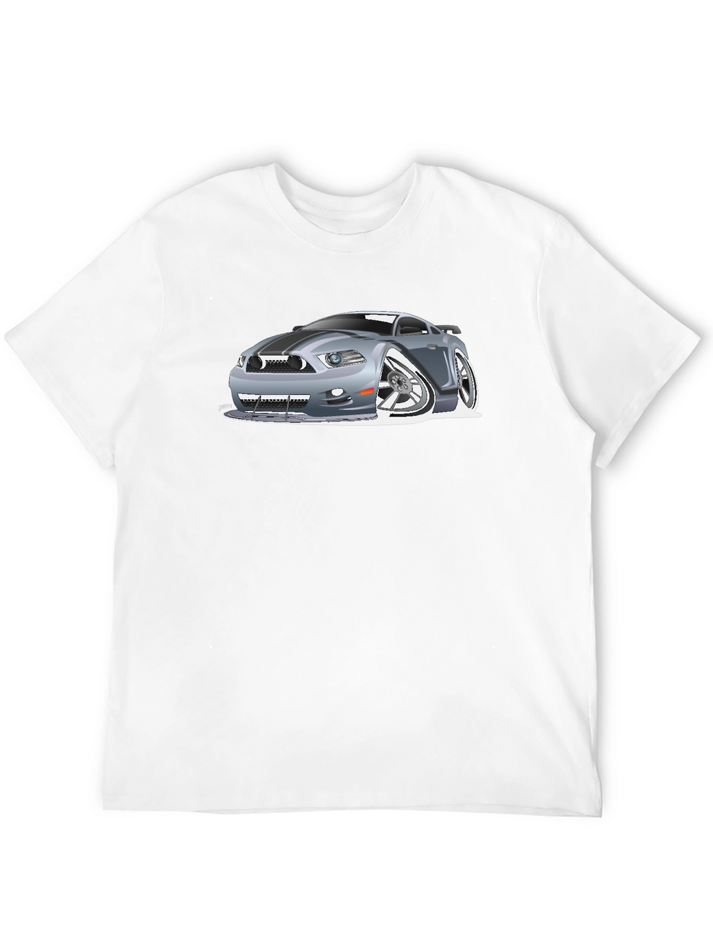 Caricature Car Graphic T-Shirt - Black