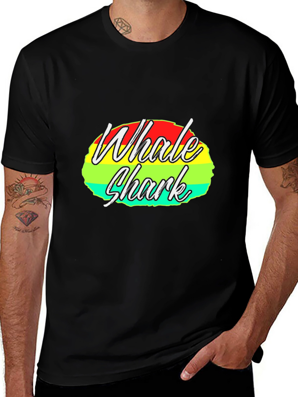 Whale Shark Graphic Tee - Black Cotton T-Shirt