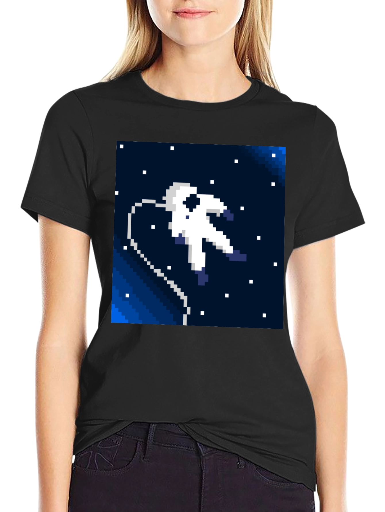 Pixel Astronaut T-Shirt - Retro Space Style