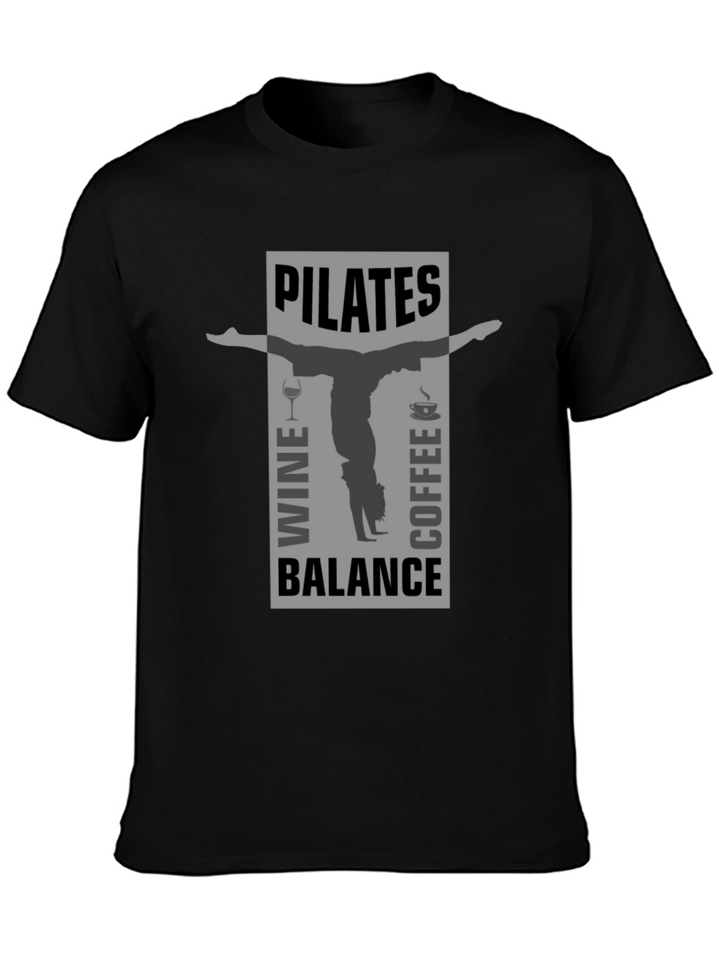 Pilates Wine Coffee Balance Graphic T-Shirt