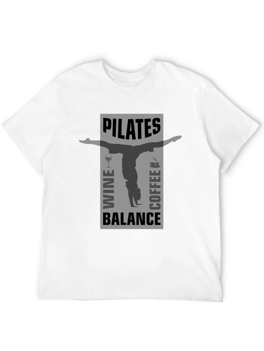 Pilates Wine Coffee Balance Graphic T-Shirt