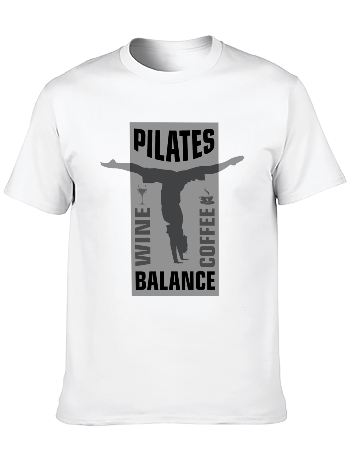 Pilates Wine Coffee Balance Graphic T-Shirt
