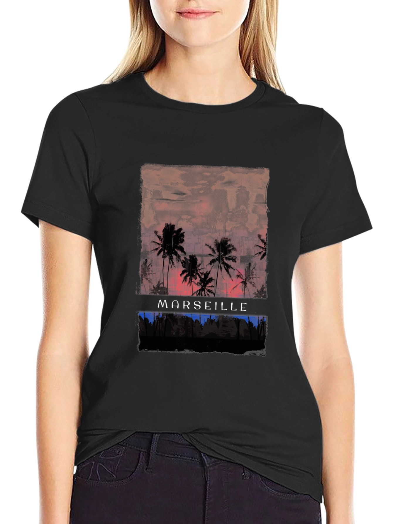 Marseille Palm Tree Sunset Graphic Tee