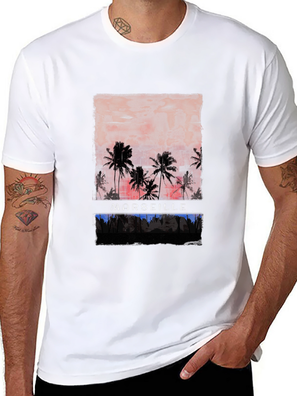 Marseille Palm Tree Sunset Graphic Tee