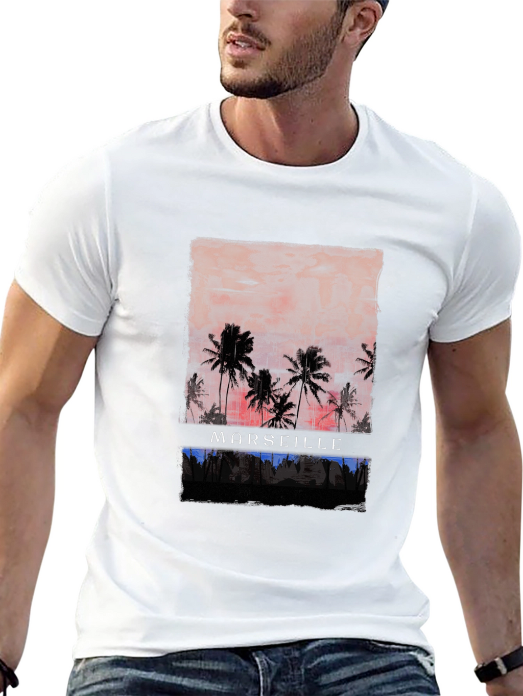 Marseille Palm Tree Sunset Graphic Tee