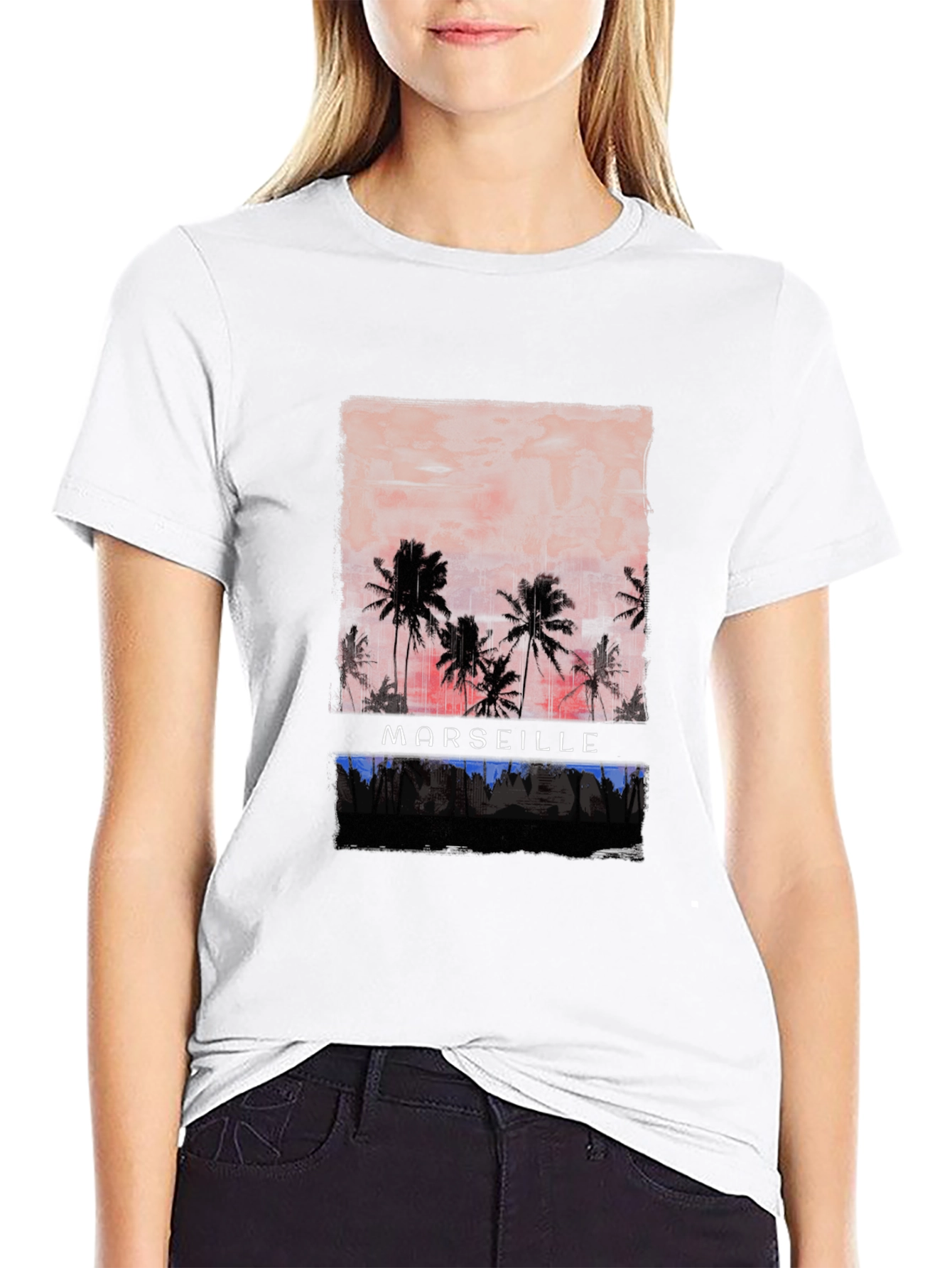 Marseille Palm Tree Sunset Graphic Tee