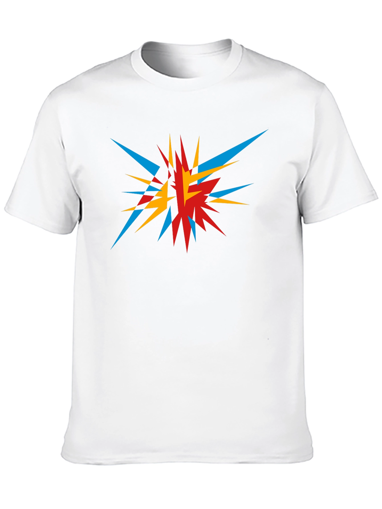 Abstract Geometric Burst Graphic Tee - Black