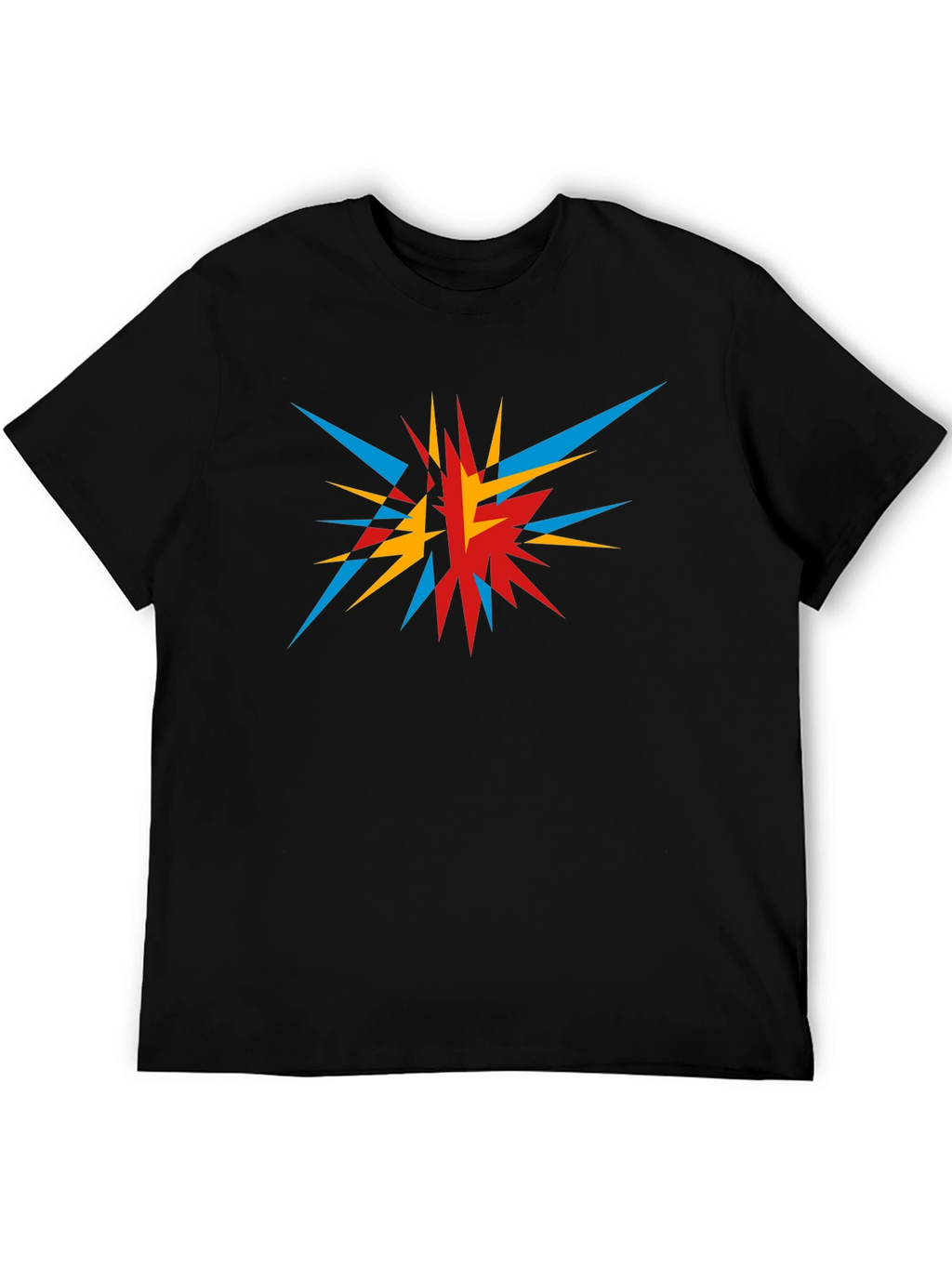 Abstract Geometric Burst Graphic Tee - Black