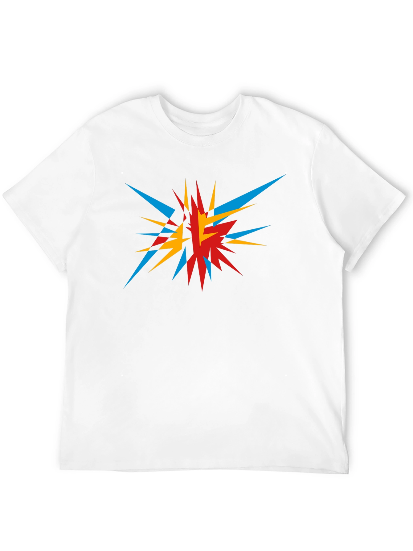 Abstract Geometric Burst Graphic Tee - Black