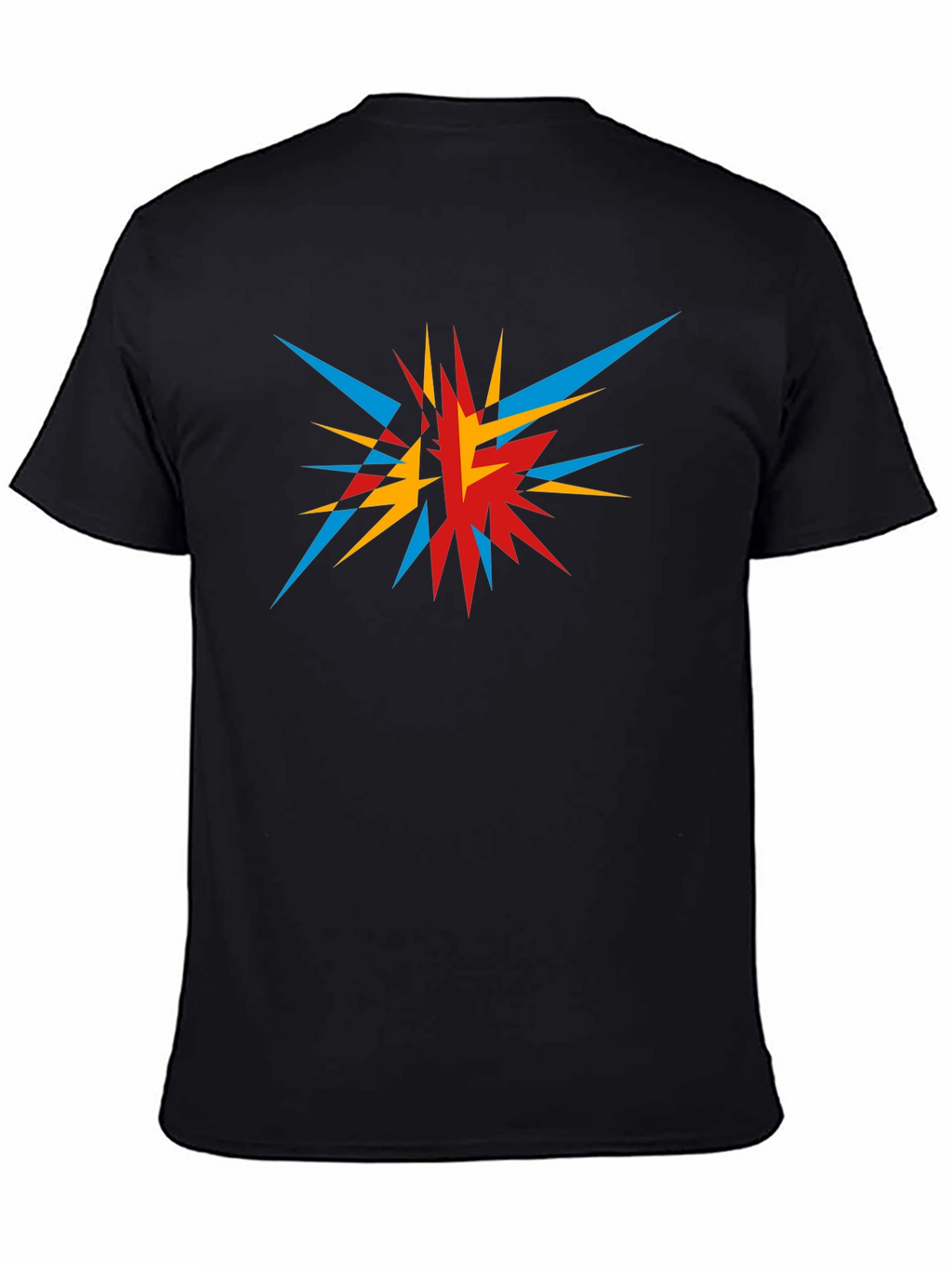 Abstract Geometric Burst Graphic Tee - Black