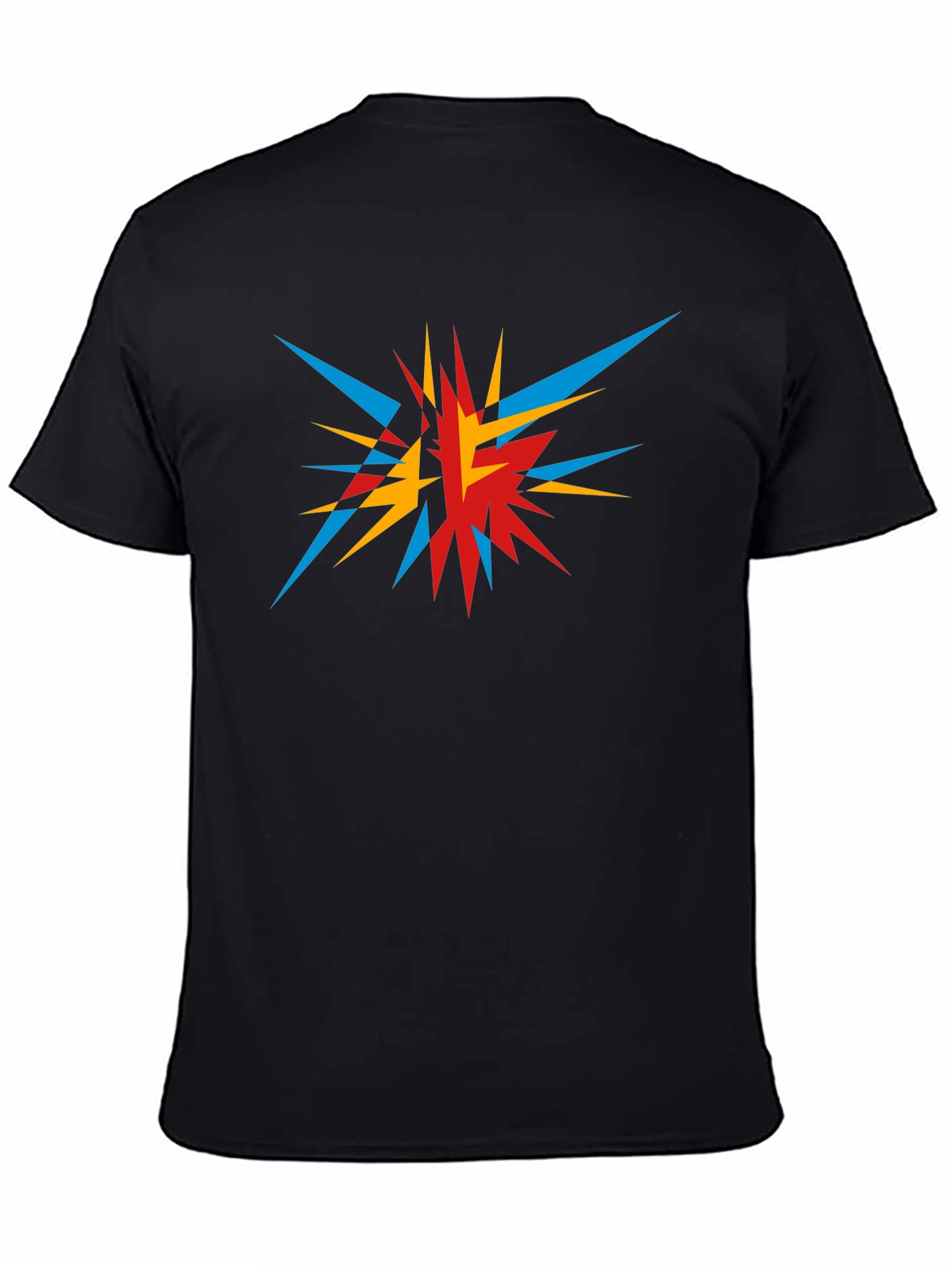 Abstract Geometric Burst Graphic Tee - Black