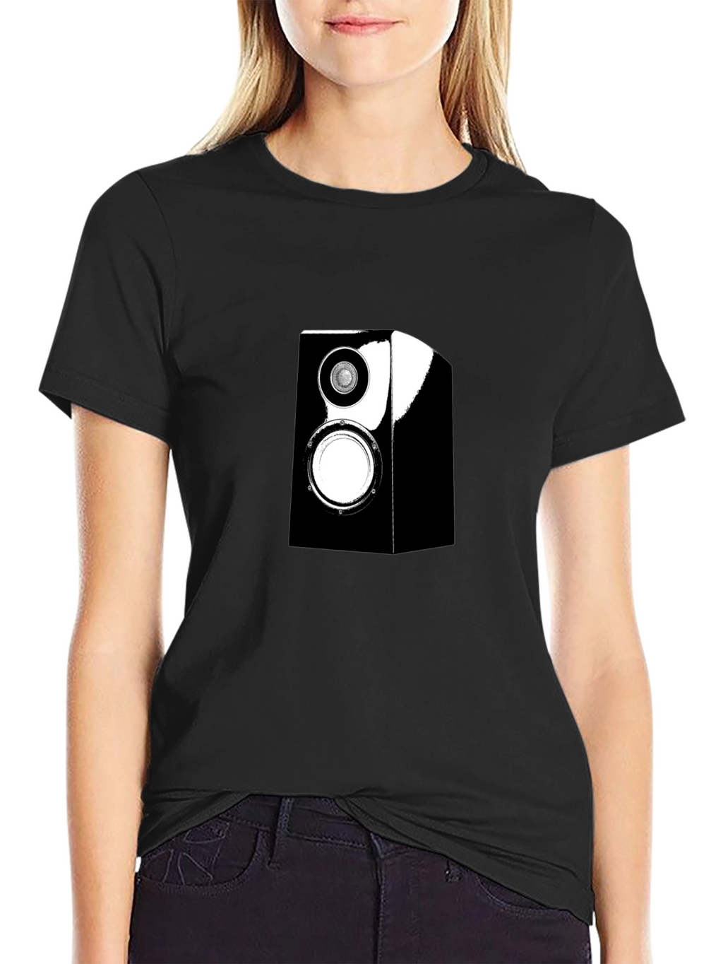 Speaker Graphic Tee - Black Cotton Casual Wear