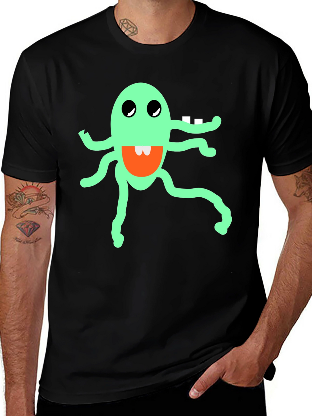 Funky Monster Graphic Tee - Black Cotton Blend