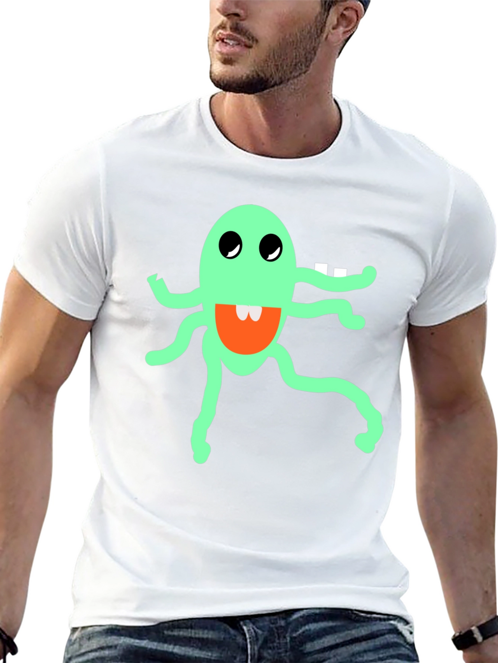 Funky Monster Graphic Tee - Black Cotton Blend